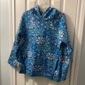 Talbots Blue and White Snowflake Fleece Hoodie